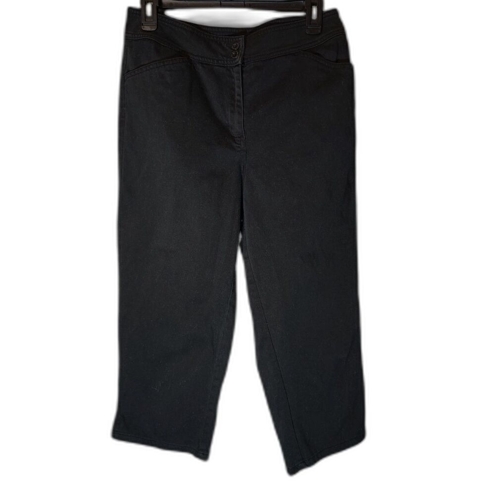 Bill Blass Vintage Black Cropped Pants Straight Leg Stretch Chino